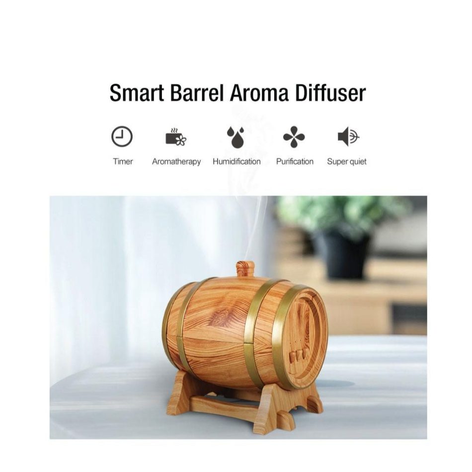 Essential Oil Aroma Diffuser - 350ml Barrel Wood Ultrasonic Air Mist Humidifier - Image 8
