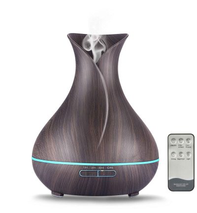 Essential Oil Aroma Diffuser and Remote - 400ml Tulip Dark Ultrasonic Humidifier