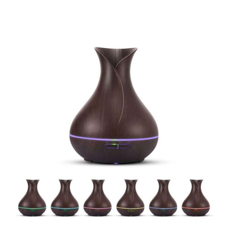 Essential Oil Aroma Diffuser and Remote - 400ml Tulip Dark Ultrasonic Humidifier - Image 2