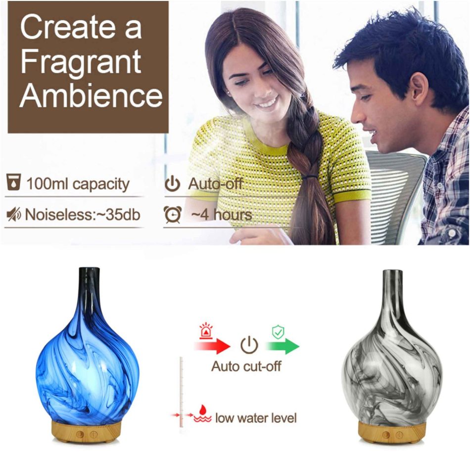 Essential Oil Aroma Diffuser - 100ml Glass Marble Aromatherapy Mist Humidifier - Image 5