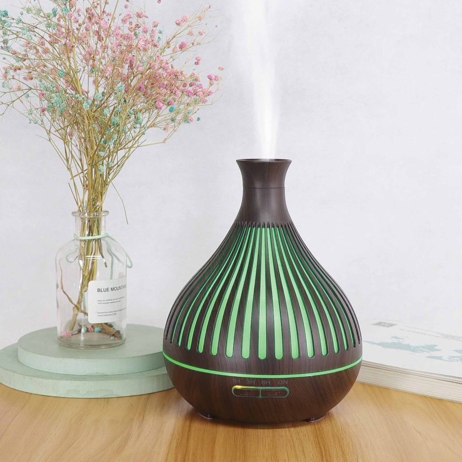 Essential Oil Aroma Diffuser - 400ml Remote Dark Wood Ultrasonic Mist Humidifier - Image 4