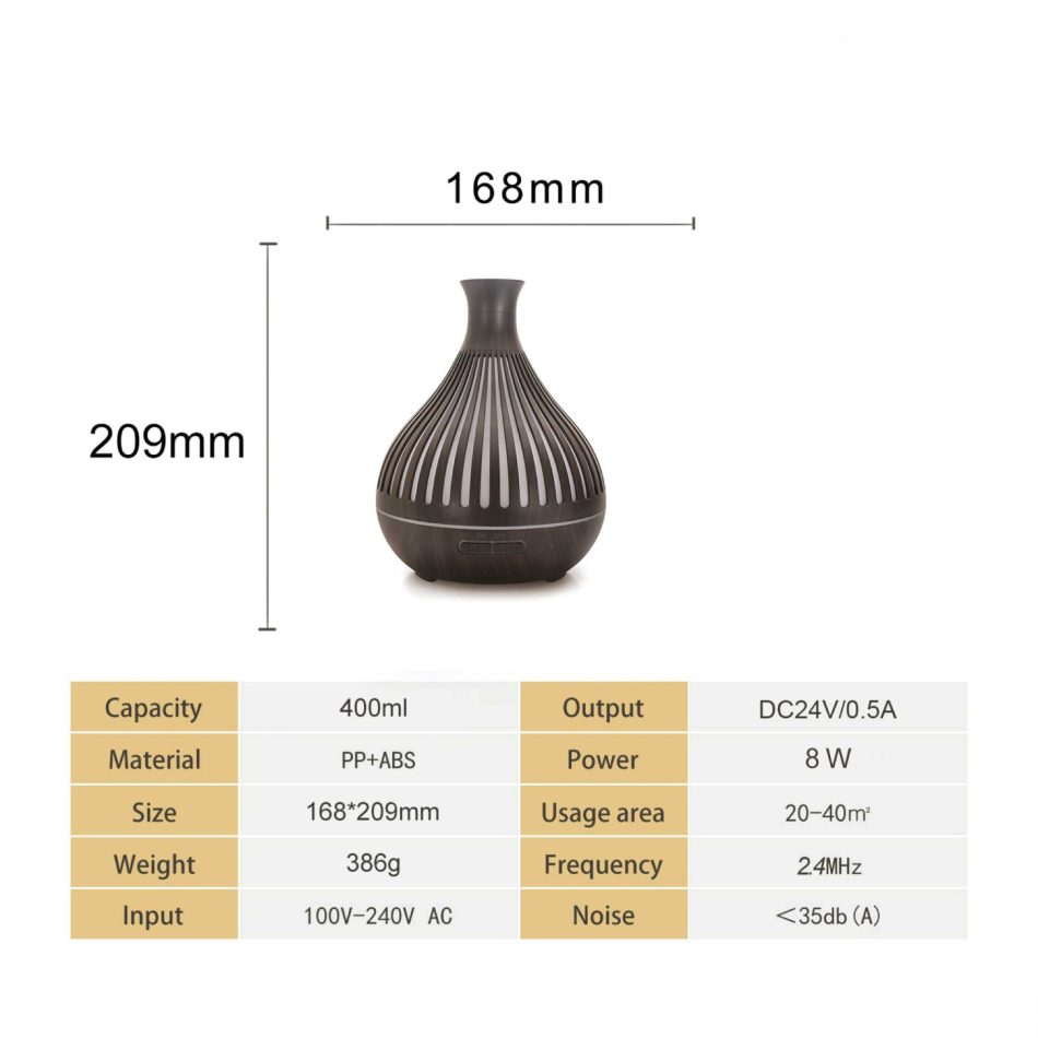 Essential Oil Aroma Diffuser - 400ml Remote Dark Wood Ultrasonic Mist Humidifier - Image 6