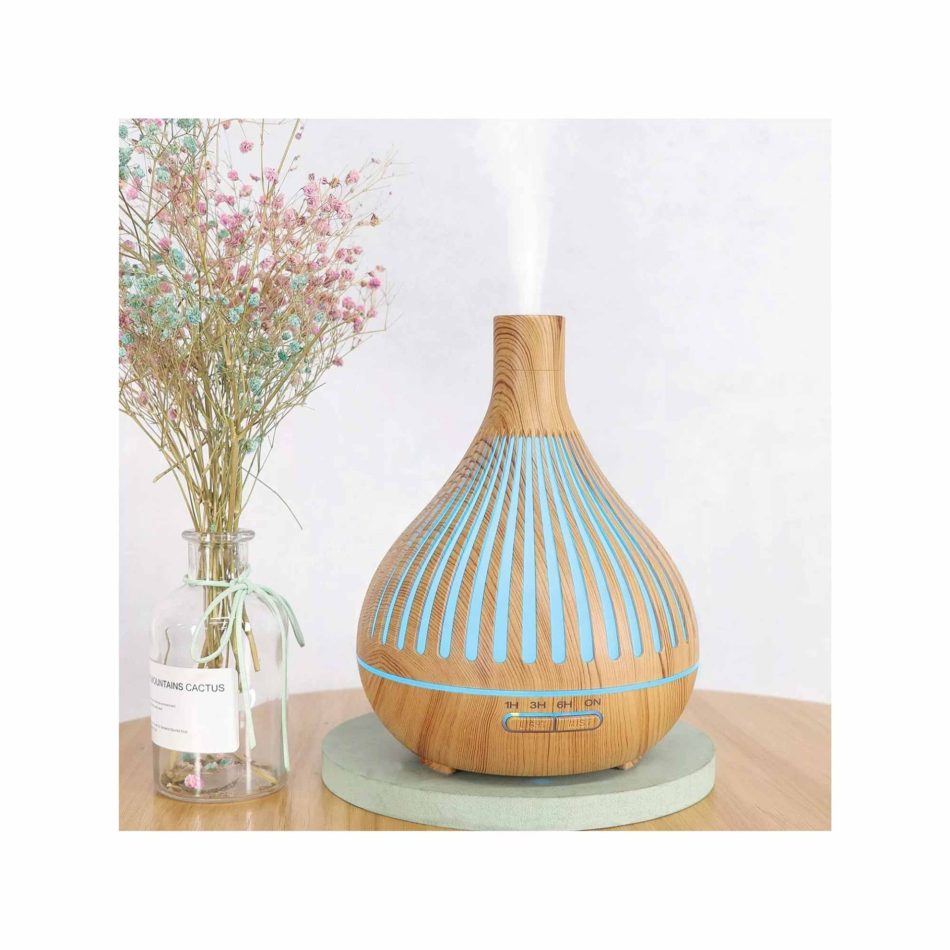 Essential Oil Aroma Diffuser and Remote - 400ml Narrow Top Wood Mist Humidifier - Image 2