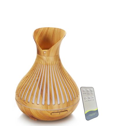 Essential Oil Aroma Diffuser and Remote - 500ml Tulip Top Wood Mist Humidifier