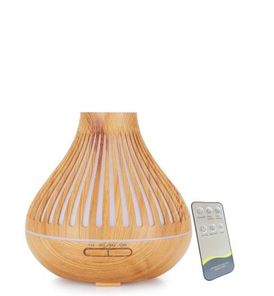 Essential Oil Aroma Diffuser and Remote - 500ml Flat Top Wood Mist Humidifier