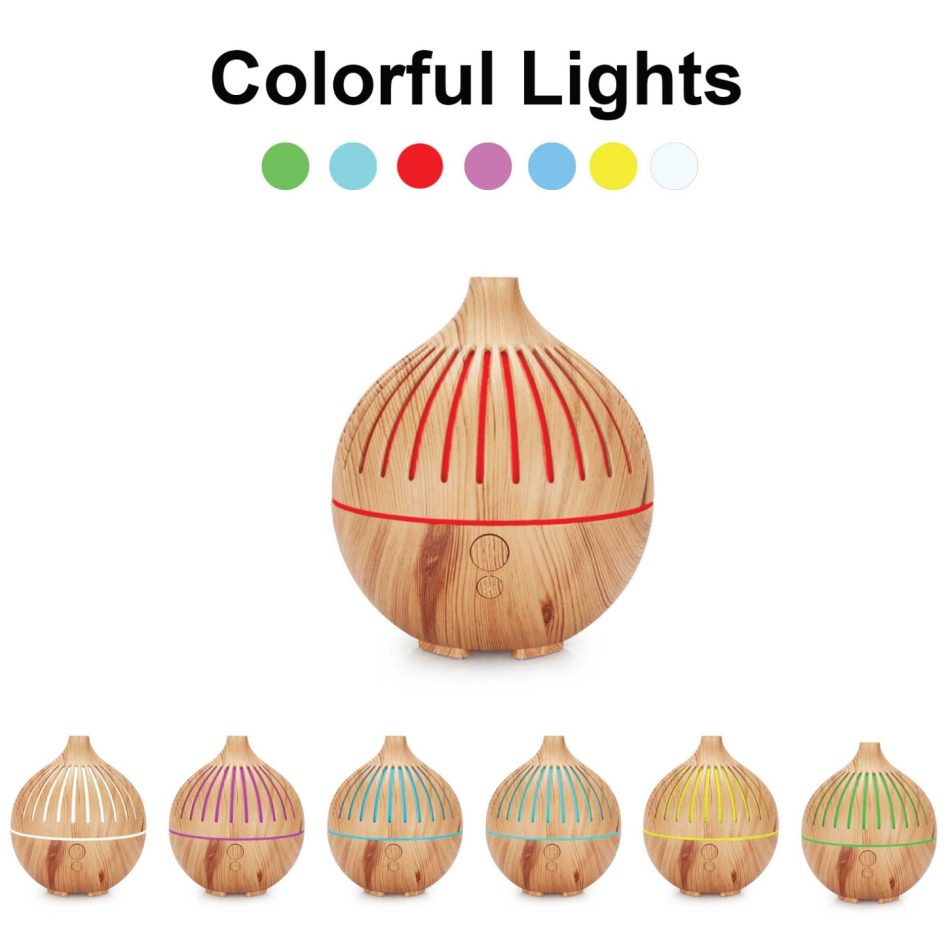 Essential Oil USB Aroma Diffuser - 180ml LED Light Wood Mist Humidifier - Image 3