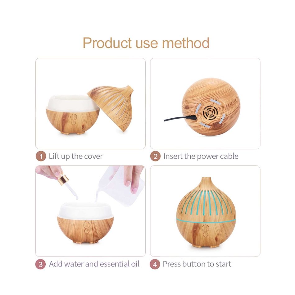 Essential Oil USB Aroma Diffuser - 180ml LED Light Wood Mist Humidifier - Image 4