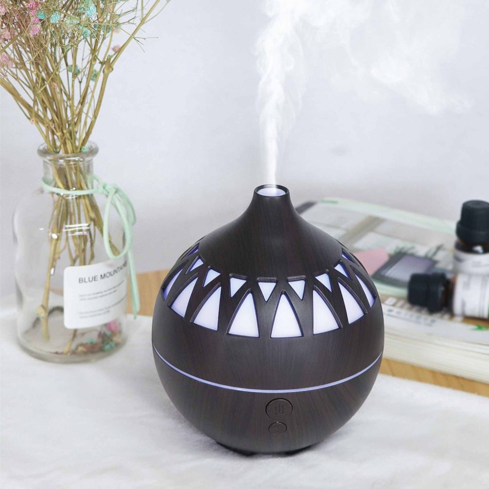 Essential Oil Aroma Diffuser - 180ml USB LED Dark Wood Mist Humidifier - Image 2