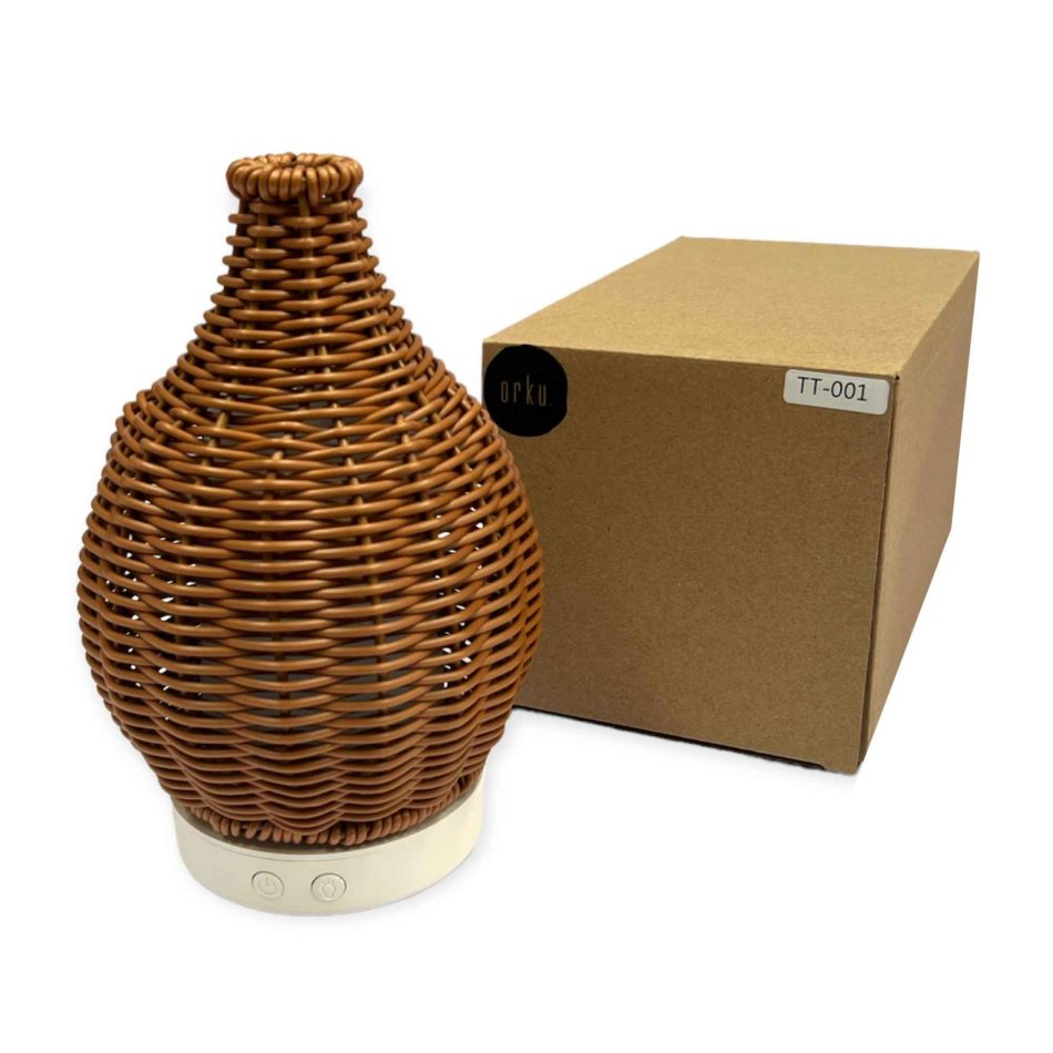 Essential Oil Aroma Diffuser and Remote - 100ml Rattan Woven Mist Humidifier - Image 2