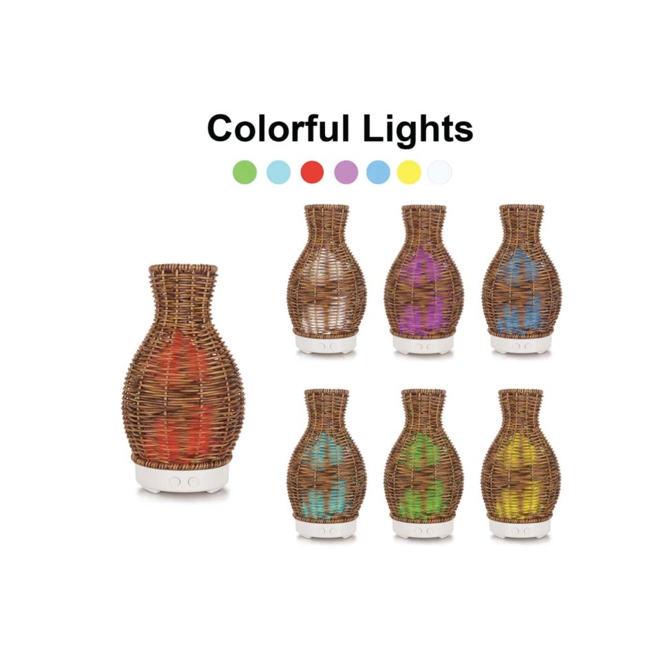 Essential Oil Aroma Diffuser and Remote - 100ml Rattan Vase Mist Humidifier - Image 7