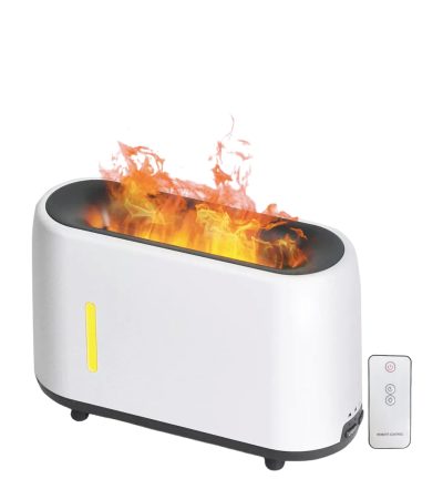 Essential Oil Aroma Diffuser and Remote - White 240ml Flame Fire Style Air Humidifier