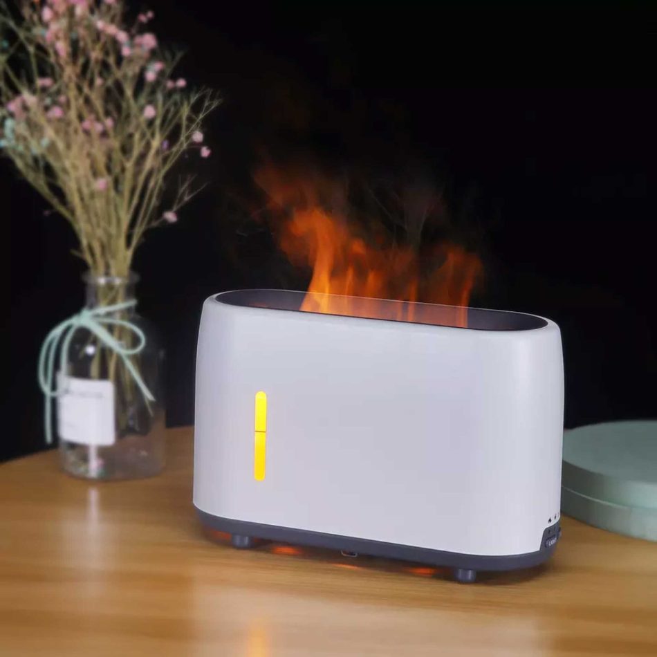 Essential Oil Aroma Diffuser and Remote - White 240ml Flame Fire Style Air Humidifier - Image 4