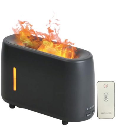 Essential Oil Aroma Diffuser and Remote - Grey 240ml Flame Fire Style Air Humidifier