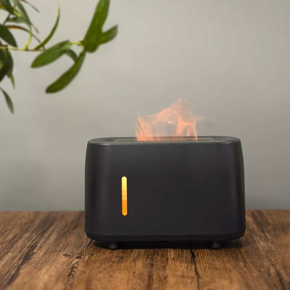 Essential Oil Aroma Diffuser and Remote - Grey 240ml Flame Fire Style Air Humidifier - Image 2