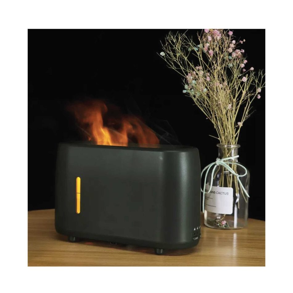Essential Oil Aroma Diffuser and Remote - Grey 240ml Flame Fire Style Air Humidifier - Image 5