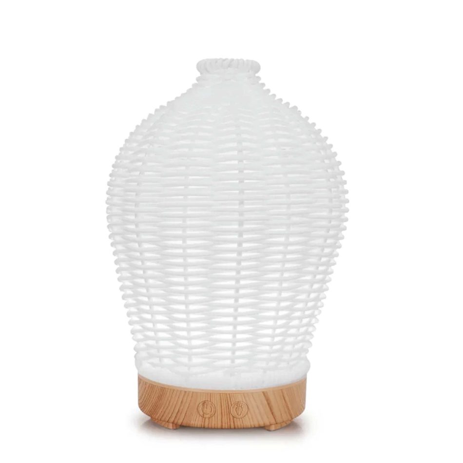 Essential Oil Aroma Diffuser and Remote - 100ml Rattan White Mist Humidifier - Image 2