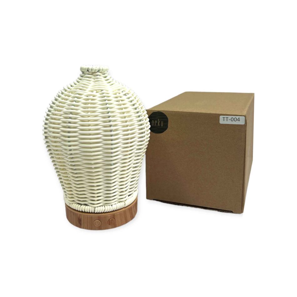 Essential Oil Aroma Diffuser and Remote - 100ml Rattan White Mist Humidifier - Image 3