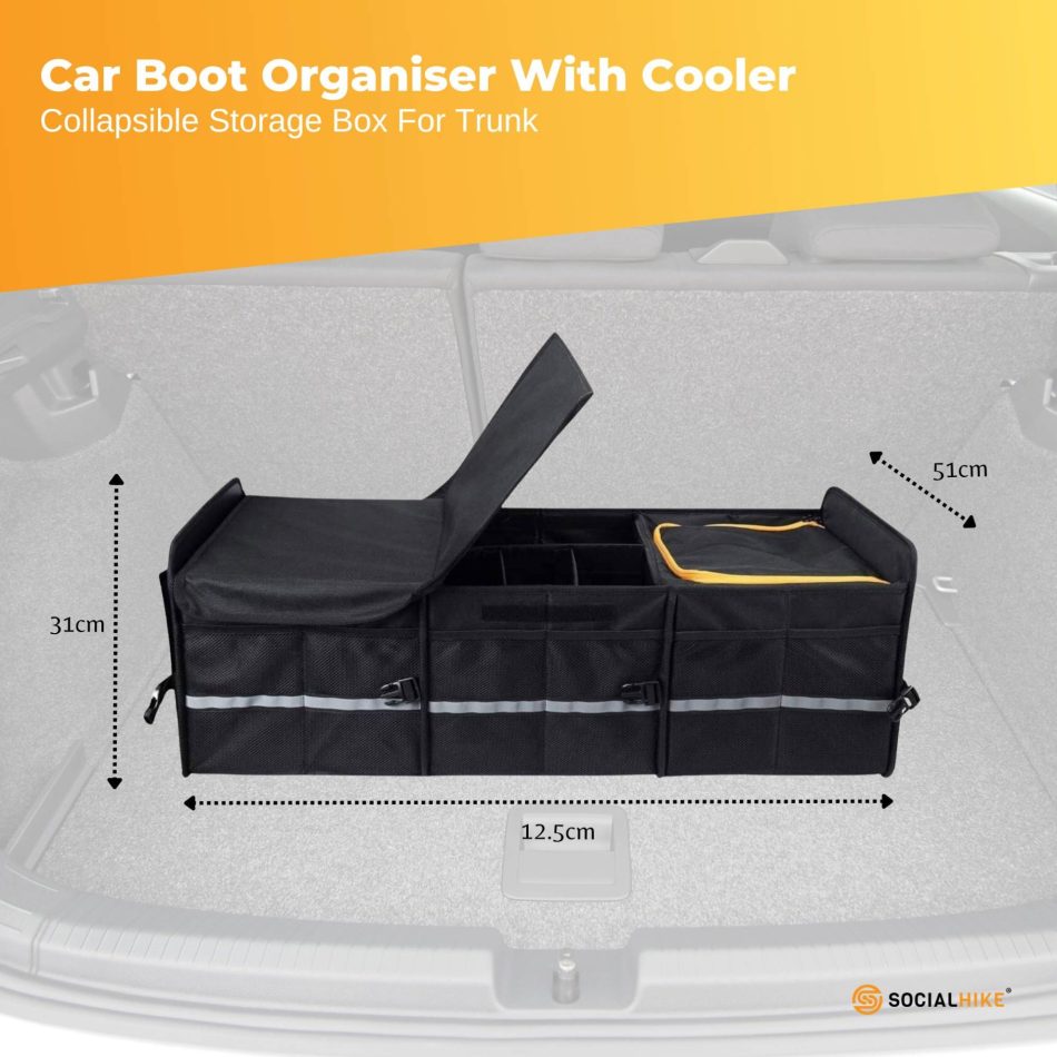 Car Boot Organiser With Cooler - Collapsible Storage Box For Trunk - Image 2