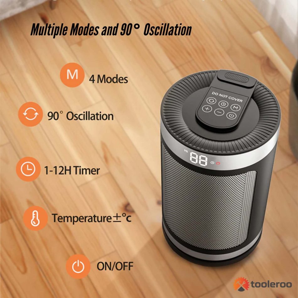 Tooleroo PTC Space Heater + Remote - 1500W Positive Temperature Coefficient - Image 5