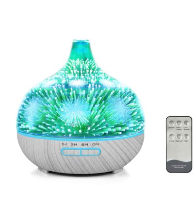 400ml Essential Oil Aroma Diffuser and Remote - 3D Glass Aromatherapy Humidifier
