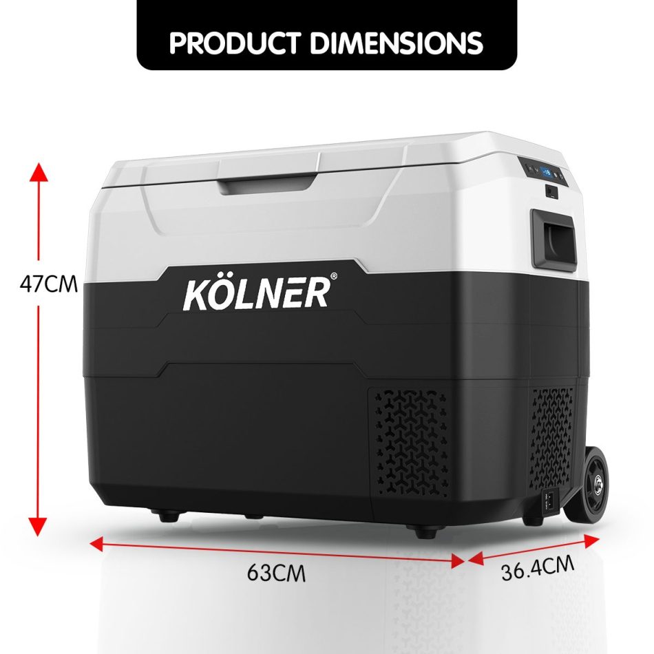 Kolner 40l Fridge Freezer Cooler 12/24/240v Camping Portable Esky Refrigerator With Trolley - Black - Image 10
