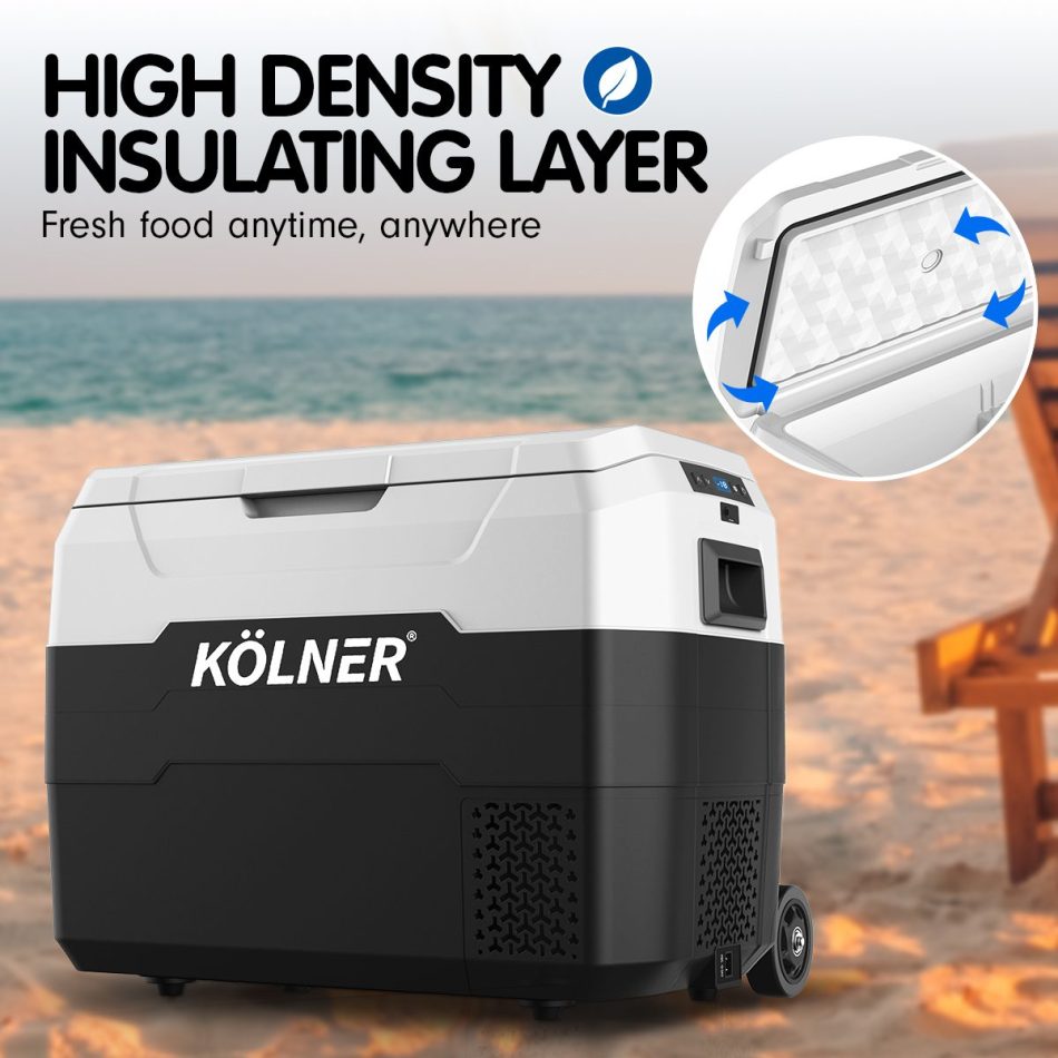 Kolner 40l Fridge Freezer Cooler 12/24/240v Camping Portable Esky Refrigerator With Trolley - Black - Image 12