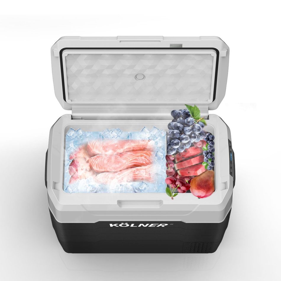 Kolner 50l Fridge Freezer Cooler 12/24/240v Camping Portable Refrigerator With Trolley - Black - Image 7