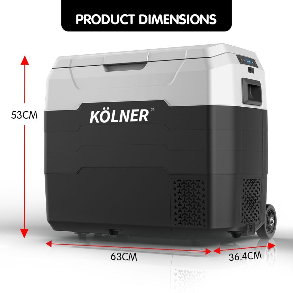 Kolner 50l Fridge Freezer Cooler 12/24/240v Camping Portable Refrigerator With Trolley - Black - Image 9