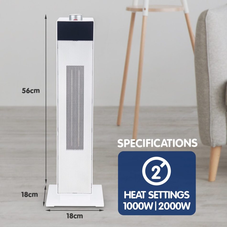 Pronti Electric Tower Heater PTC Ceramic 2000W White - Image 8