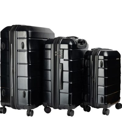 Olympus 3PC Artemis Luggage Set Hard Shell Suitcase ABS+PC  Jet Black