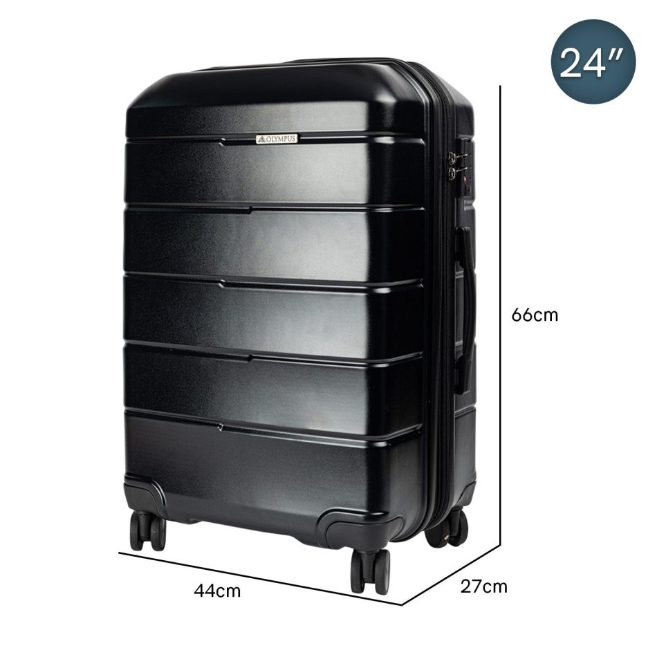 Olympus 3PC Artemis Luggage Set Hard Shell Suitcase ABS+PC  Jet Black - Image 4