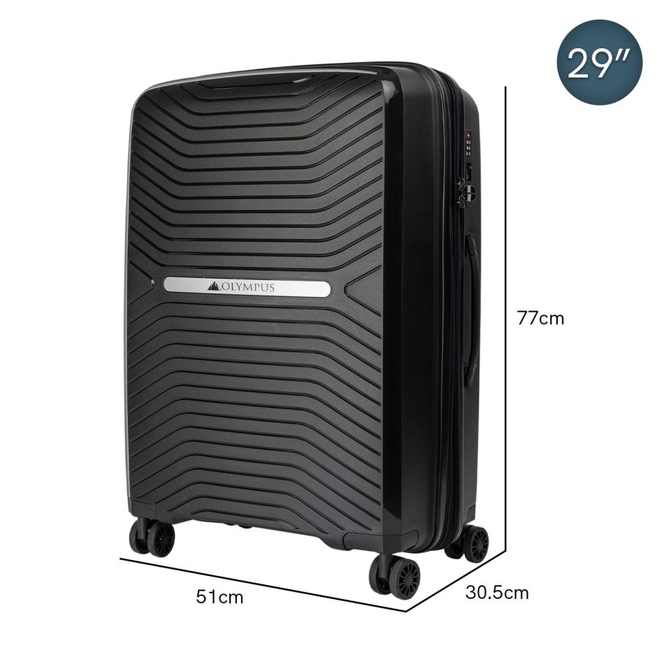 Olympus 3PC Astra Luggage Set Hard Shell Suitcase - Obsidian Black - Image 3