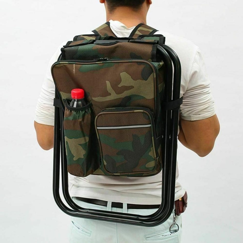 Portable Folding Backpack Chair Camping Stool Cooler Bag Rucksack Beach Fishing 150kg load comb - Image 3