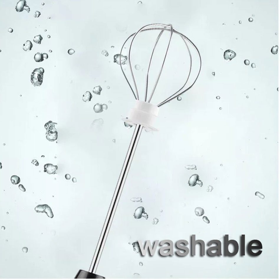 USB Charging Electric Egg Beater Milk Frother Handheld Drink Coffee Foamer Black with 2 Stainless Steel Whisks - Image 7