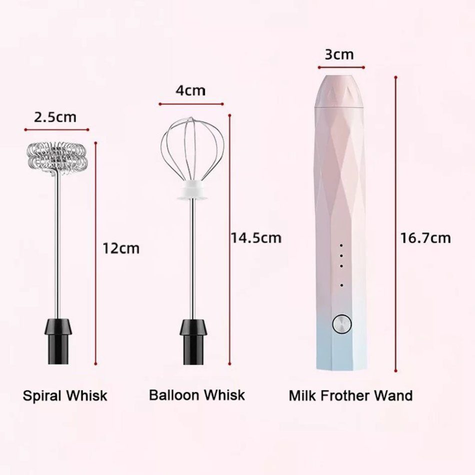 USB Charging Electric Egg Beater Milk Frother Handheld Drink Coffee Foamer Black with 2 Stainless Steel Whisks - Image 9