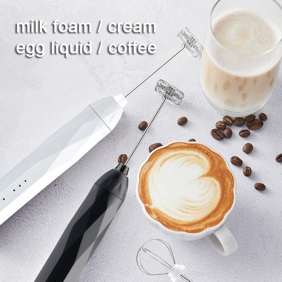 USB Charging Electric Egg Beater Milk Frother Handheld Drink Coffee Foamer Pink with 2 Stainless Steel Whisks - Image 7
