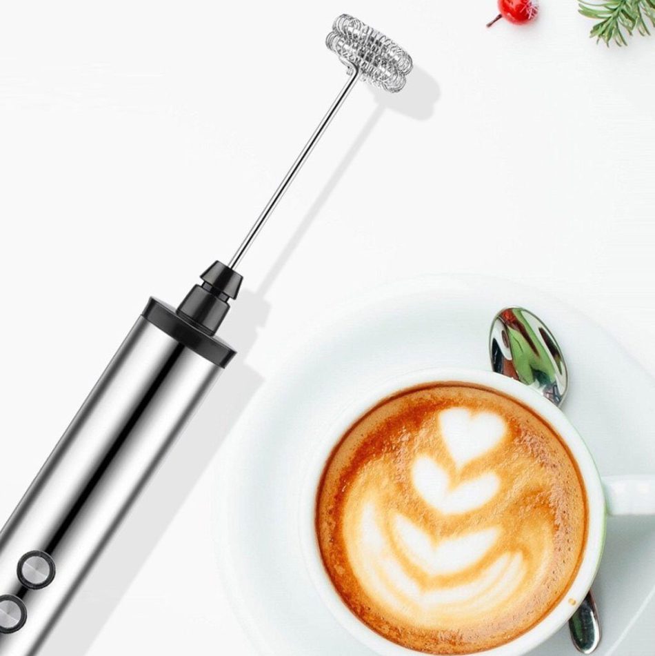 USB Charging Electric Egg Beater Milk Frother Handheld Drink Coffee Foamer Silver with 3 Stainless Steel Whisks - Image 8