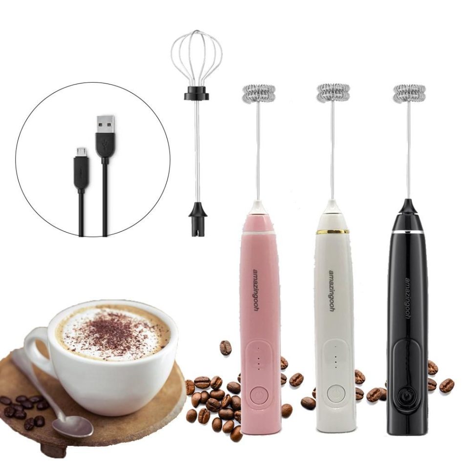 USB Charging Electric Egg Beater Milk Frother Handheld Drink Coffee Foamer AU with 2 Stainless Steel Whisks Black - Image 2