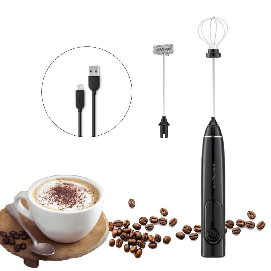 USB Charging Electric Egg Beater Milk Frother Handheld Drink Coffee Foamer AU with 2 Stainless Steel Whisks White - Image 7