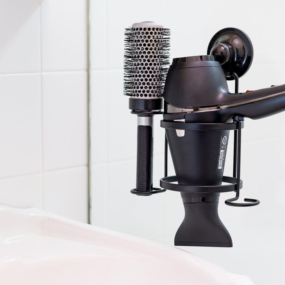 Hair Dryer Brush Comb Holder Removable Suction BLACK - Image 3