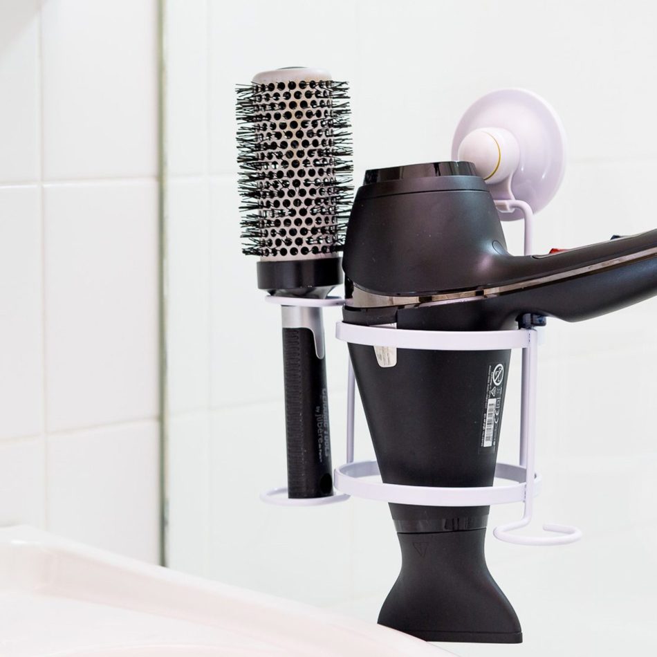 Hair Dryer Brush Comb Holder Removable Suction WHITE - Image 3