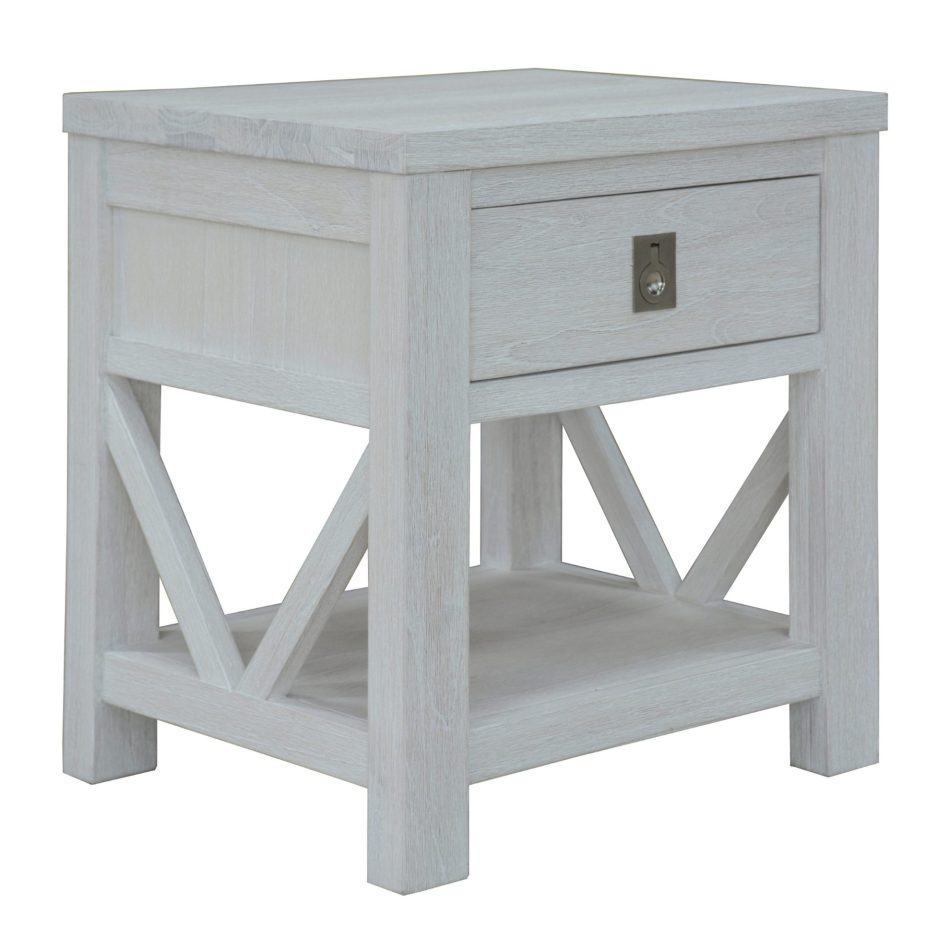 Myer 3pc Set 2 Bedside Tallboy Storage Cabinet Side End Table White Wash - Image 4