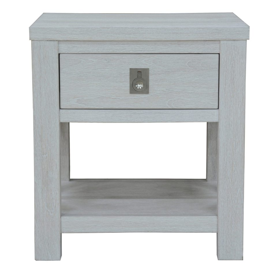 Myer 3pc Set 2 Bedside Tallboy Storage Cabinet Side End Table White Wash - Image 5