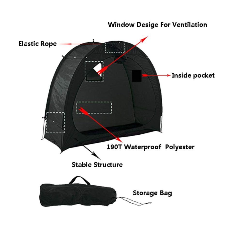 Bike Cover Storage Tent Durable Waterproof Anti-Dust Foldable Outdoor Tools Storage Shed - Image 3