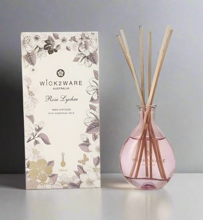 Wick2ware Australia 180ml Rose Lychee Reed Diffuser with Essential Oils