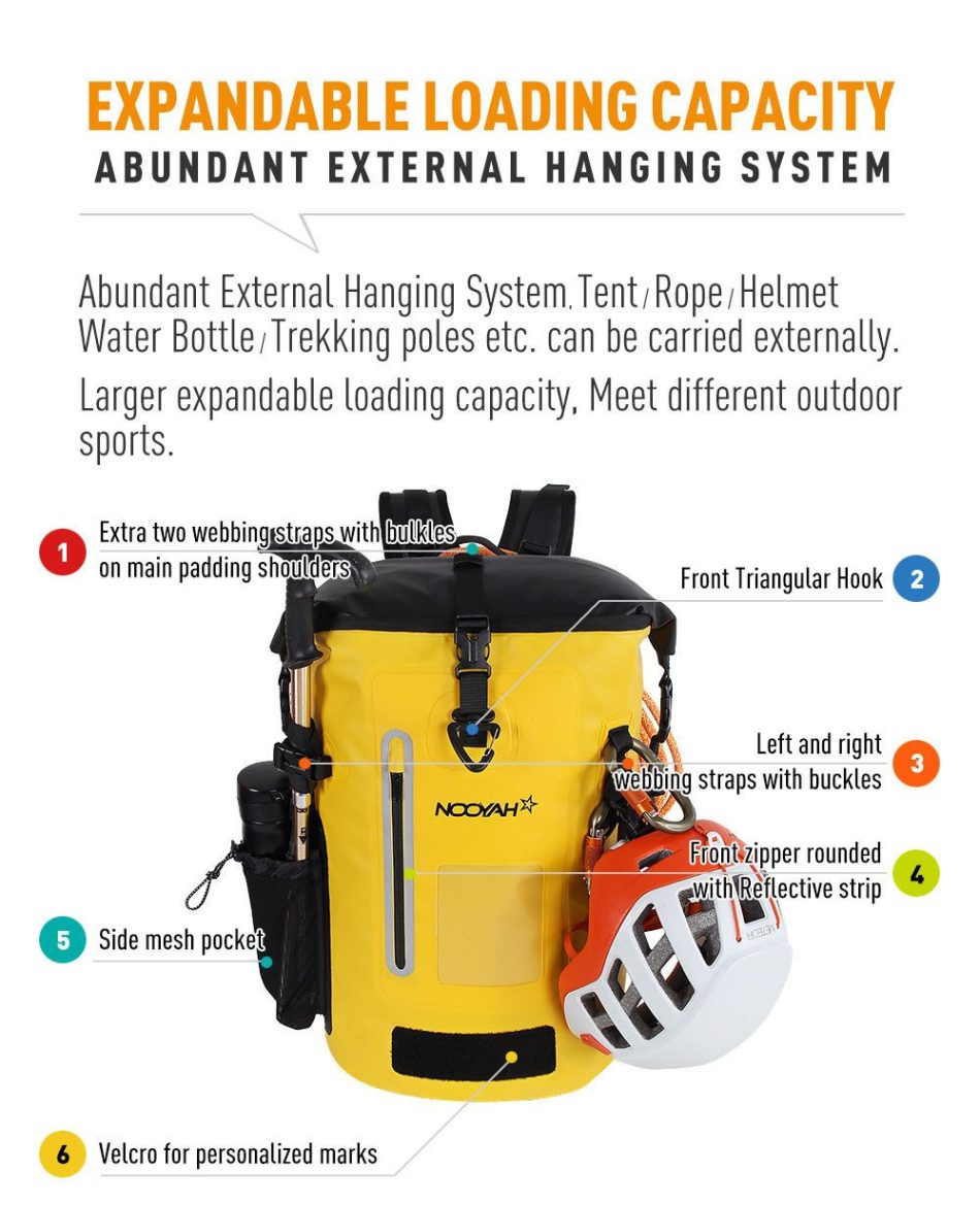 NOOYAH IPX8 Waterproof Bike Cycle Outdoor Sports Backpack Double-Layer Waterproof Bag  YELLOW - Image 9
