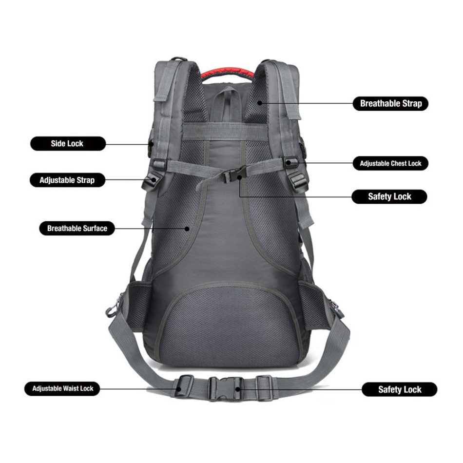 60L Waterproof Outdoor Hiking Backpack Camping Outdoor Trekking Bag(Black) - Image 5