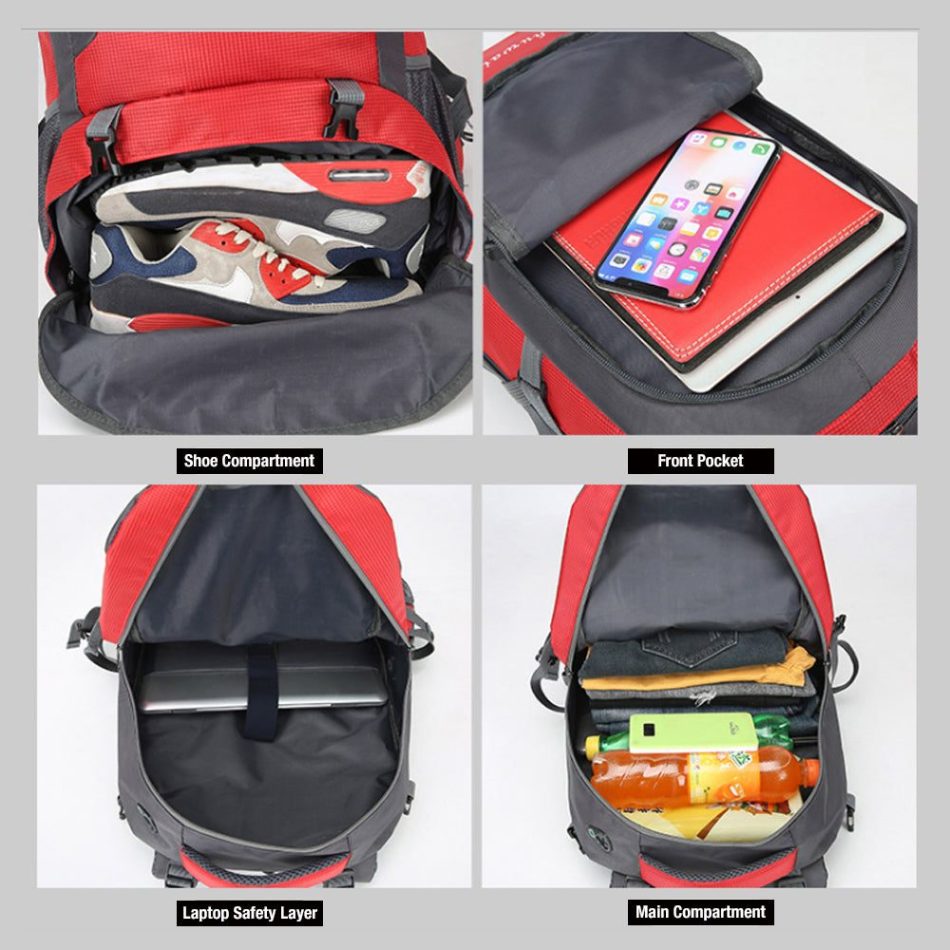 60L Waterproof Outdoor Hiking Backpack Camping Outdoor Trekking Bag(Black) - Image 6