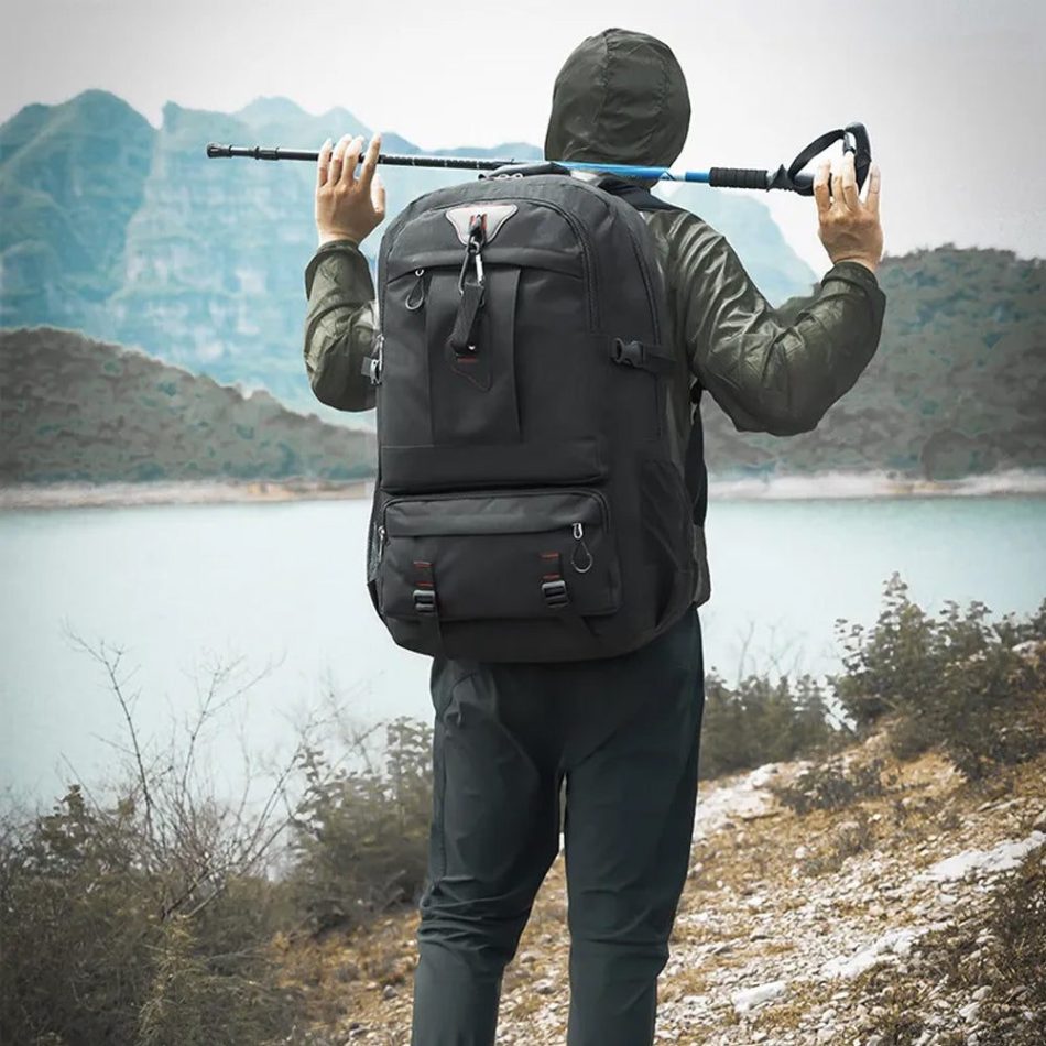 60L Travel Boarding Backpack Outdoor Trekking Luggage Hiking Camping Rucksack Large Capacity Storage Backpack(Black) - Image 3