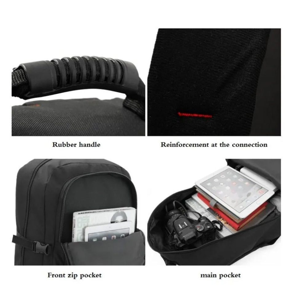 60L Travel Boarding Backpack Outdoor Trekking Luggage Hiking Camping Rucksack Large Capacity Storage Backpack(Black) - Image 7